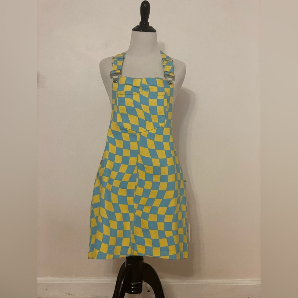 Checkered Mini Overall Dress